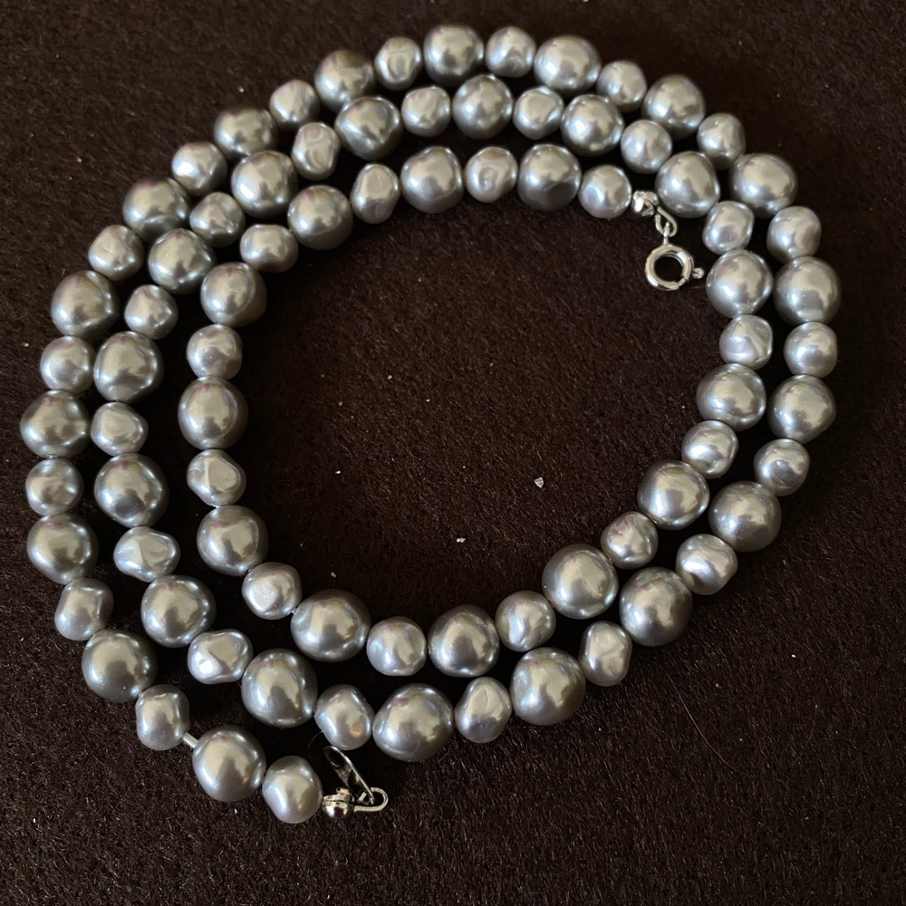 Trifari Silver Pearl Necklace